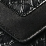 Calfskin Crocodile Embossed Gaby Satchel Black