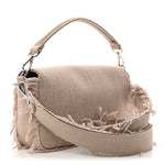Nylon Fabric Jacquard FF Fringed Baguette Cuoio Pietra