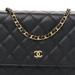 Caviar Quilted Wallet on Chain WOC Black
