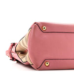 Derby Calfskin House Check Medium Banner Tote Mauve Pink