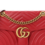 Calfskin Matelasse Small GG Marmont Shoulder Bag Hibiscus Red