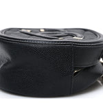 Caviar Quilted Round Filigree Crossbody Black