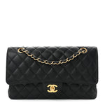 Caviar Quilted Medium Double Flap Black