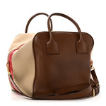 Smooth Calfskin Canvas Medium Cube Bowling Bag Malt Brown