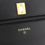 Lambskin Quilted Sweet Camellia Wallet On Chain WOC Black