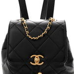Lambskin Quilted Logo Mini Backpack Black
