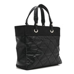 Coated Canvas Quilted Large Paris Biarritz Tote Black