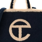 X UGG Denim Shearling Medium Shopping Bag Raw Denim