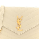 Grain De Poudre Matelasse Chevron Monogram Envelope Chain Wallet Crema Soft