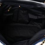 Tweed Shiny Lambskin Quilted Coco Base Small Shopping Bag Dark Blue