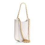 Calfskin Quilted Small Hobo White