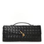 Nappa Intrecciato Long Andiamo Top Handle Clutch Black