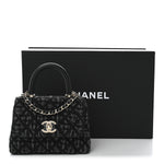 Washed Denim Quilted Coco Handle Clutch With Chain Black