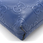 Calfskin GG Tennis Embossed Medium Wristlet Messenger Bag Intense Metal Blue