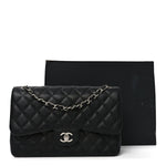 Caviar Quilted Jumbo Double Flap Black