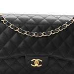 Caviar Quilted Jumbo Double Flap Black