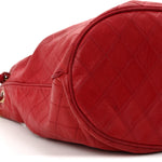 Lambskin Diamond Stitched CC Drawstring Shoulder Bag Red
