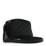Calfskin Matelasse Monochrome Small GG Marmont Chain Shoulder Bag Black