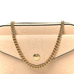 Calfskin GG Super Mini Debossed Chain Wallet Light Beige