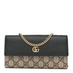 Dollar Calfskin GG Supreme Monogram Petite GG Marmont Wallet Chain Bag Black Beige Ebony