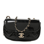 Patent Calfskin Quilted Mini Flap Black