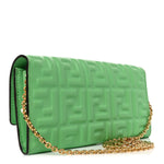 Nappa Matisse FF Embossed Continental Wallet On Chain Edamame