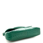 Shiny Super Supple Calfskin Crocodile Embossed Small XX Flap Stretch Bag Jade