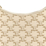 Canvas Calfskin Ava Triomphe Shoulder Bag White