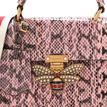 Snakeskin Sylvie Web Small Queen Margaret Top Handle Bag Pink