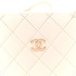 Lambskin Quilted Chain Around Pouch Hobo White