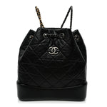 Aged Calfskin Quilted Small Gabrielle Backpack Black