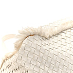 Nappa Intrecciato Canvas Fringe Maltinto Tote White