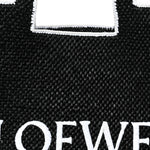 Raffia Large Paula's Ibiza Logo Tote Black White