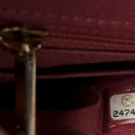 Metallic Calfskin Chevron Quilted Small Statement Flap Pink
