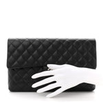 Caviar Quilted Flap Clutch Black