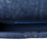 Denim Quilted Double You Flap Bag Charm Blue