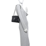 Grain De Poudre Textured Mixed Matelasse Triquilt Medium Monogram Satchel Black