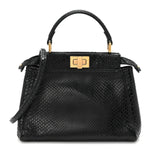 Snakeskin Nappa Mini Peekaboo Iconic Satchel Black