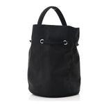 Recycled Sport Nylon Logo Embroidered Wheel Drawstring Bucket Bag Black White