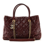 Glazed Caviar Quilted Small Shiva Tote Burgundy