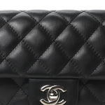 Calfskin Quilted CC Uniform Flap Belt Bag Black
