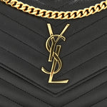 Grain De Poudre Matelasse Chevron Monogram Chain Wallet Black