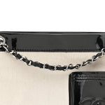 Patent Pony Hair Small Pocket Tote Black White