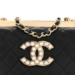 Lambskin Quilted Pearl CC Vanity Case Black