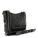 Aged Calfskin Quilted Small Gabrielle Hobo Black