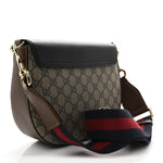 GG Supreme Monogram Web Medium Padlock Messenger Shoulder Bag Black
