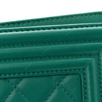 Lambskin Quilted Medium Boy Flap Green
