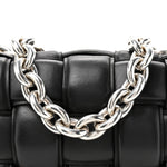 Lambskin Maxi Intreccio Padded Chain Cassette Crossbody Bag Black