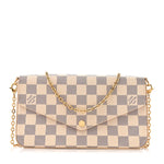 Damier Azur Pochette Felicie Chain Wallet Rose Ballerine