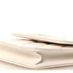 Lambskin Quilted Pearl Crush Clutch With Chain White